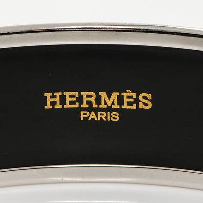Hermes Enamel Printed Wide Caleche Bracelet 62 White 4 of 5