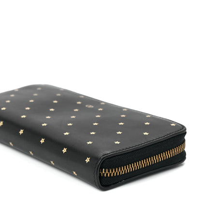 Christian Dior Calfskin Stars Voyageur Zip Around Wallet Black 11 of 13