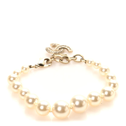 Chanel Graduated Pearl Crystal CC Bracelet Gold 3 of 4