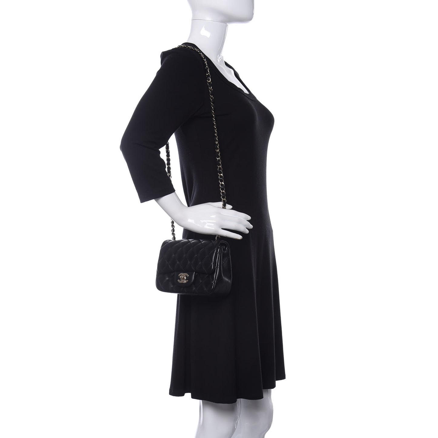 Lambskin Quilted Mini Square Flap Black