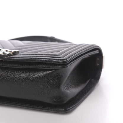 Chanel Caviar Chevron Quilted Medium Boy Flap Black 12 of 13