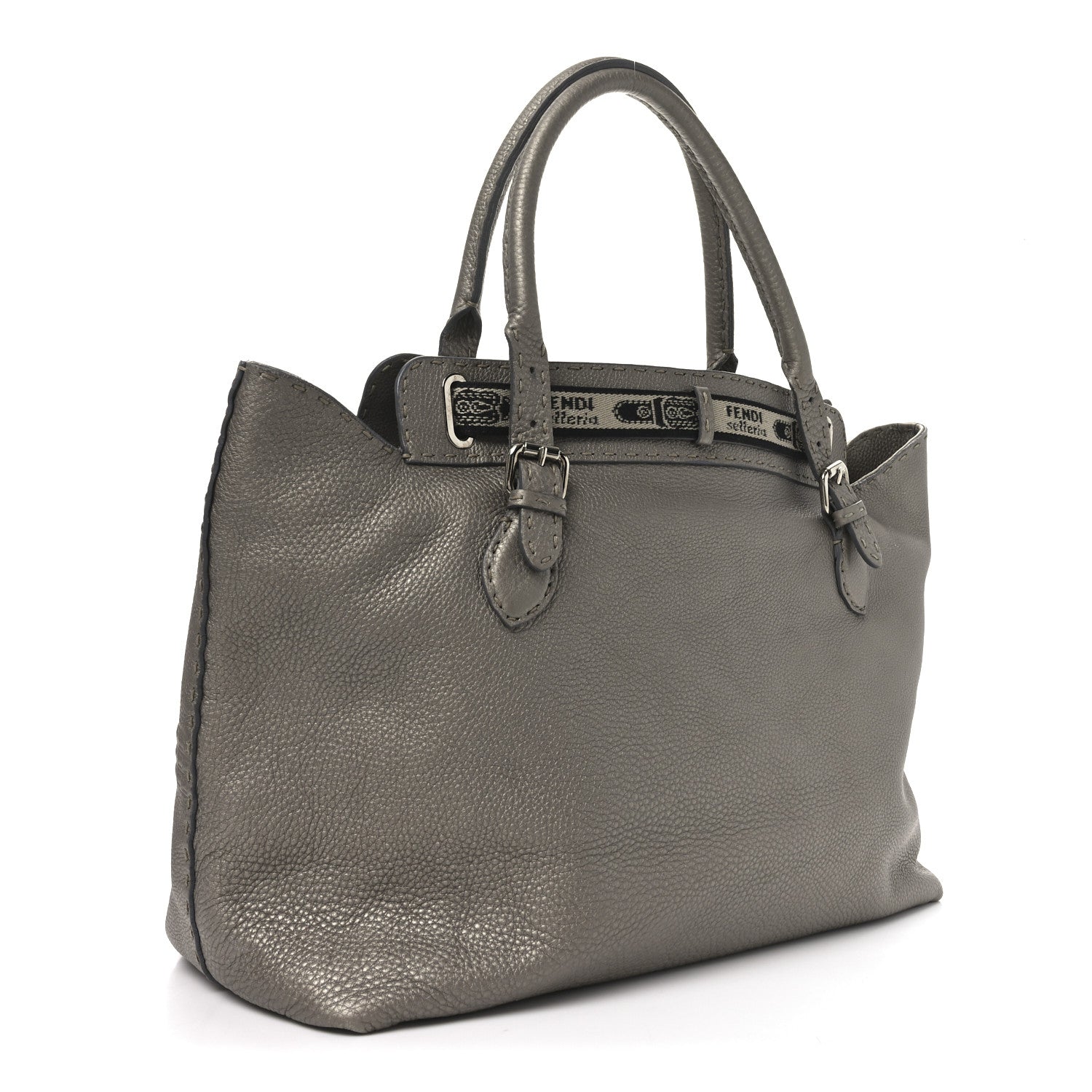 Fendi Cuoio Romano Selleria Large Villa Borghese Tote Peltro 3 of 11