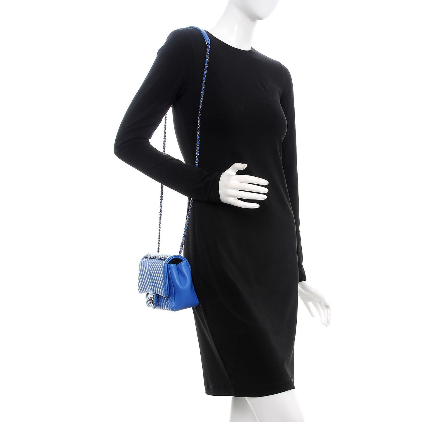 Lambskin Quilted Small CC Crossing Flap Blue