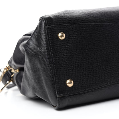Prada Saffiano Cuir Large Top Handle Satchel Black 6 of 14