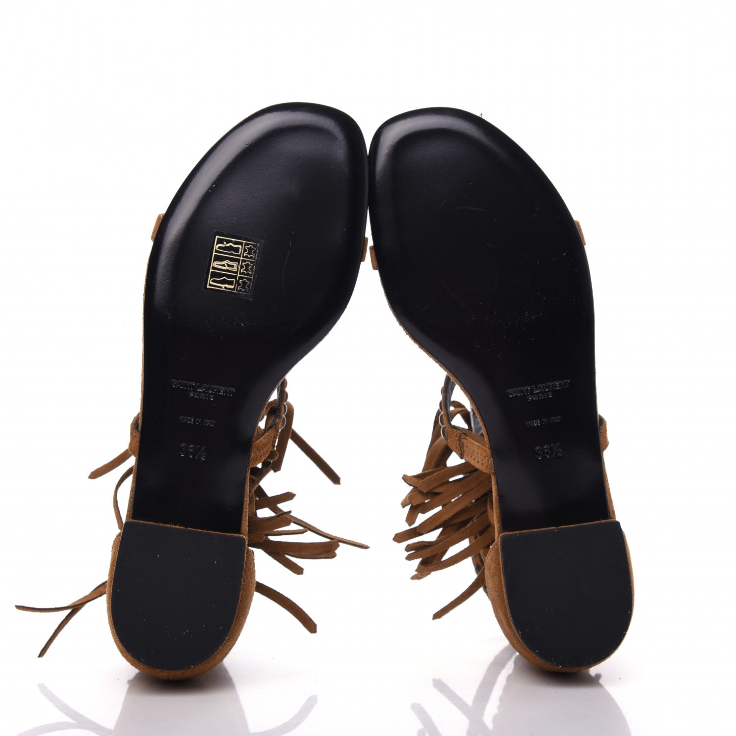 Saint Laurent Suede Studded Fringe Cyuko 36.5 Brown 5 of 10