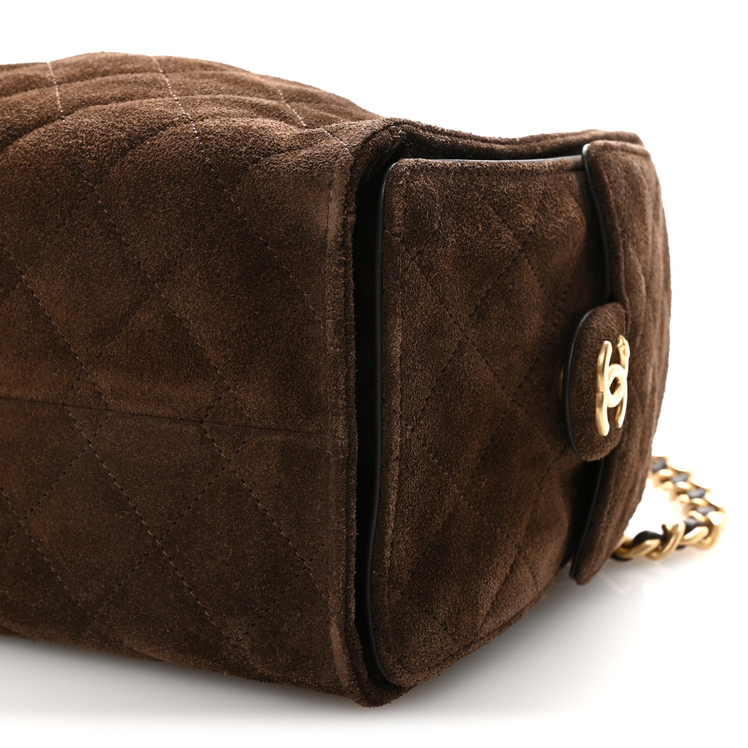 Chanel Suede Quilted Small Chanel 25 Handbag Dark Brown 10 of 11