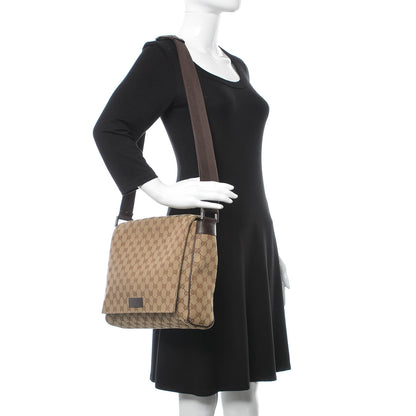 Gucci Monogram Small Flap Messenger Bag Beige Dark Brown 2 of 11