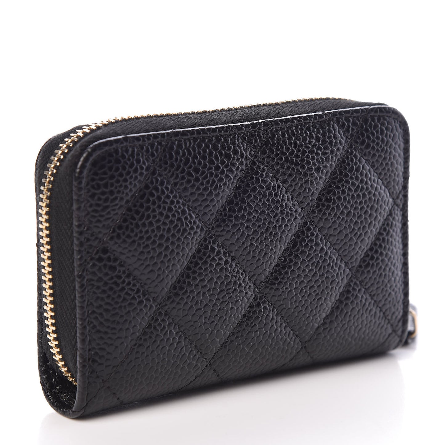Caviar Quilted Zip Coin Purse Black