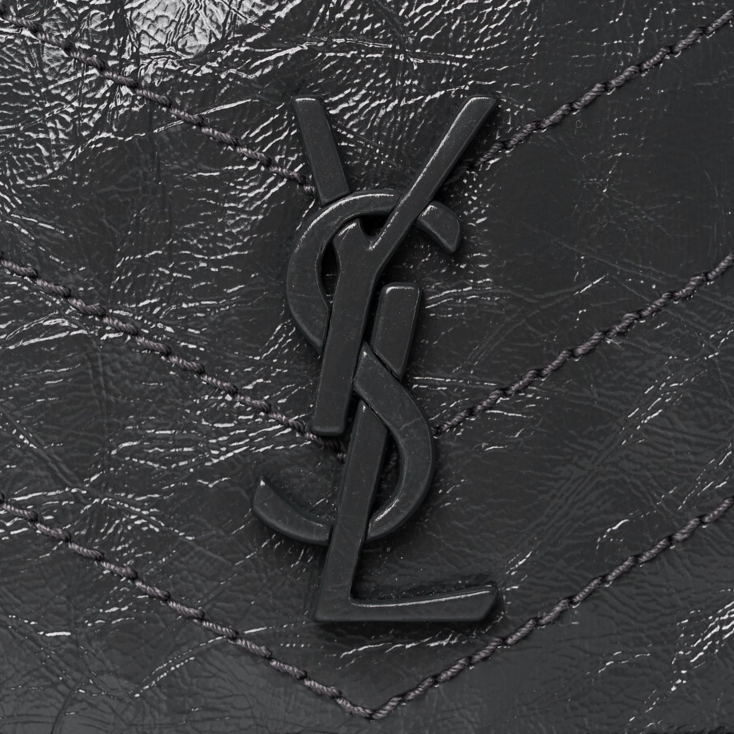 Crinkled Calfskin Matelasse Monogram Niki Chain Wallet Fog