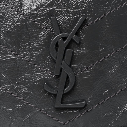 Saint Laurent Crinkled Calfskin Matelasse Monogram Niki Chain Wallet Fog 8 of 13