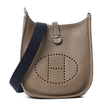 Hermes Taurillon Clemence Amazone Evelyne TPM Etoupe Bleu Indigo 1 of 10