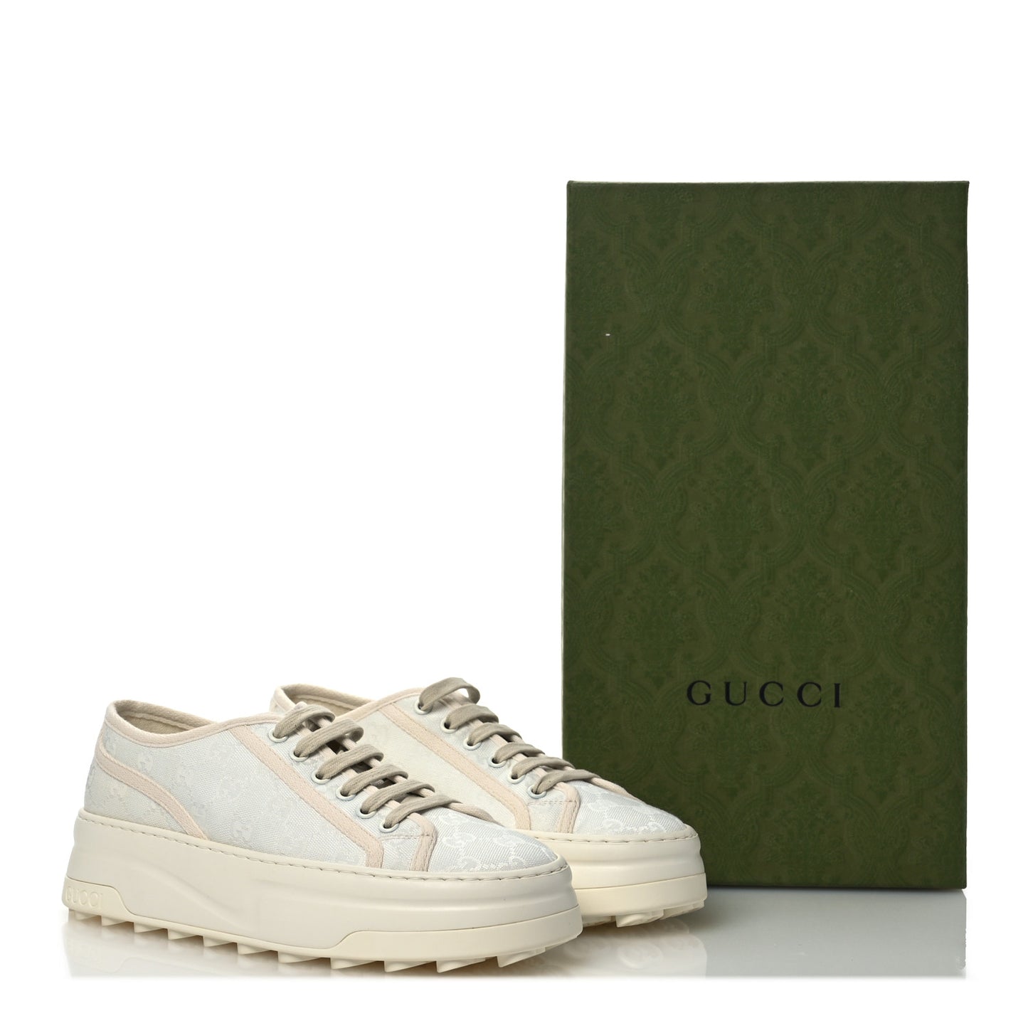 GG Monogram Womens 1977 Tennis Platform 52mm Sneakers 39 Great White Mystic White