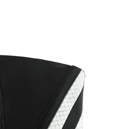 Saint Laurent Calfskin Snakeskin Effect Kiki Contrast Stripe Chelsea Pointed Toe Ankle Boots 39 Black Silver 10 of 12