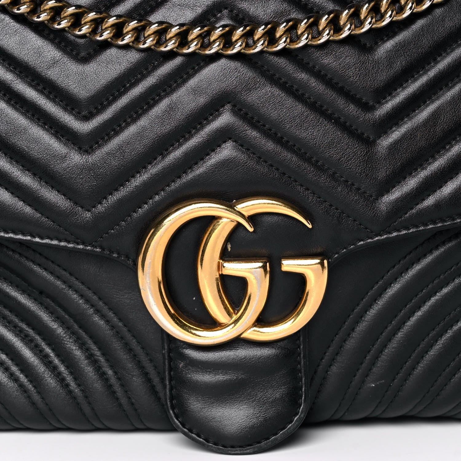 Gucci Calfskin Matelasse Large GG Marmont Shoulder Bag Black 7 of 15