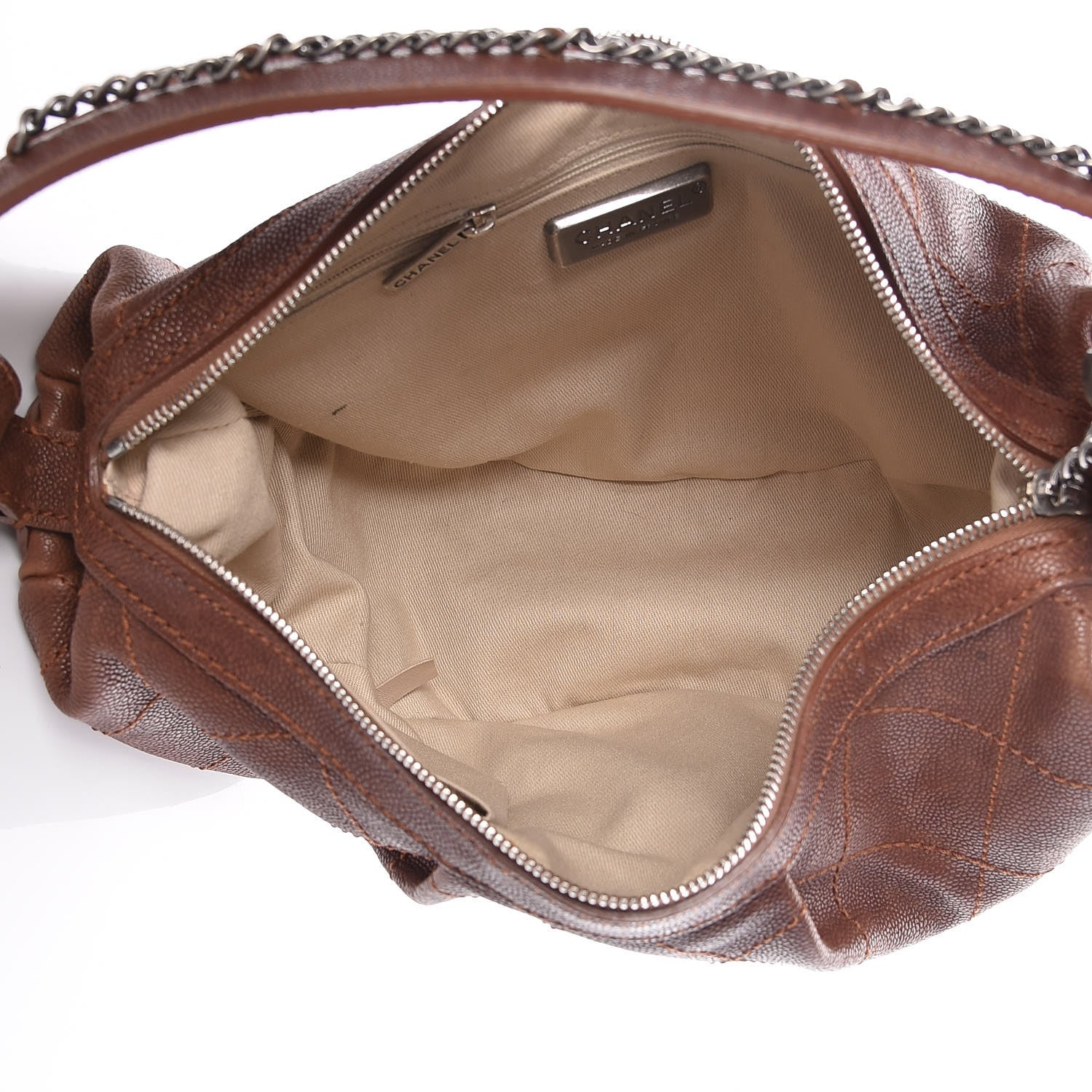 Chanel Distressed Caviar Outdoor Ligne Hobo Brown 5 of 18