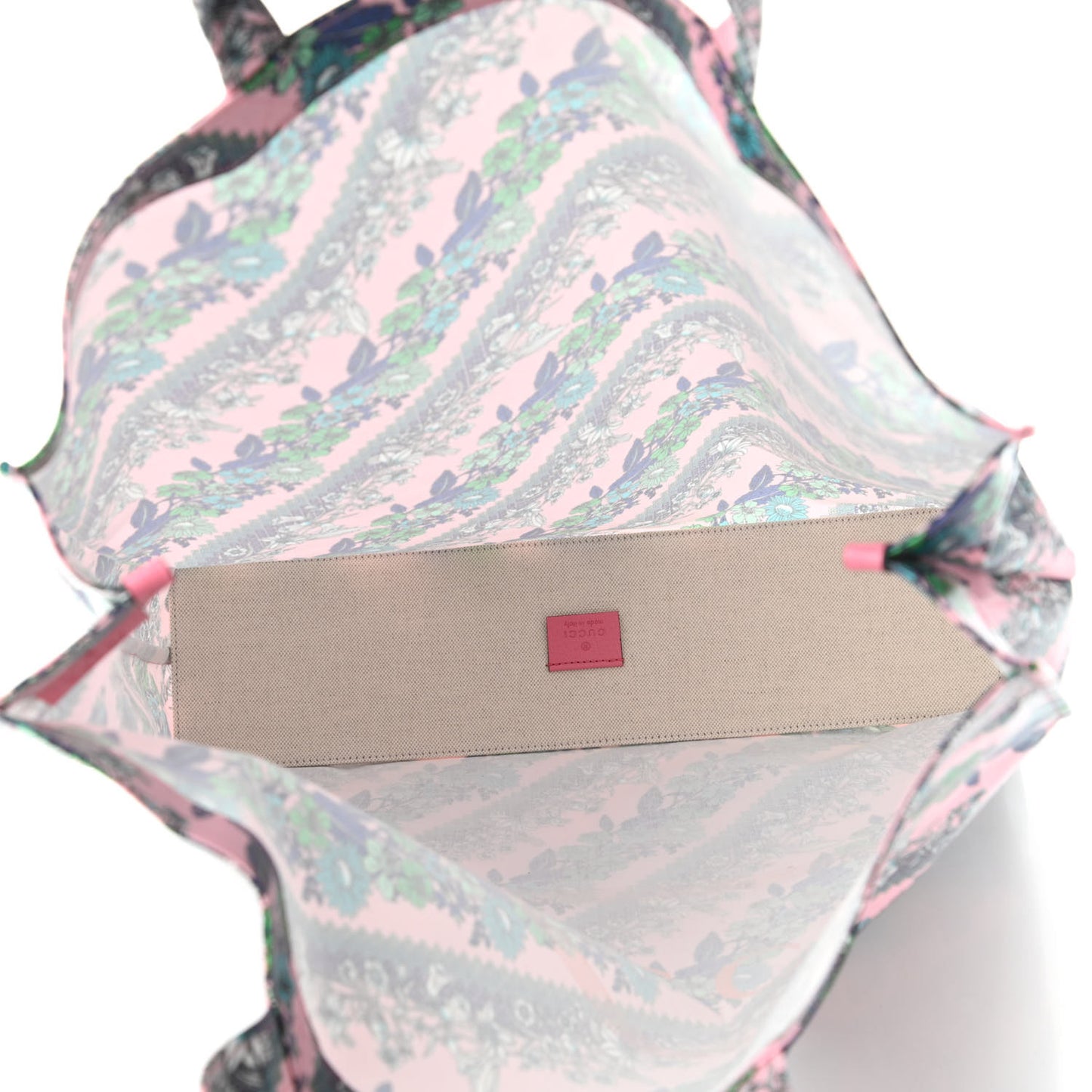 Patent Canvas Frame Logo Bouquet Print Vertical Tote Pink Daisy