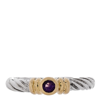 David Yurman Sterling Silver 18K Yellow Gold Amethyst Stack Ring 47 4 1 of 5