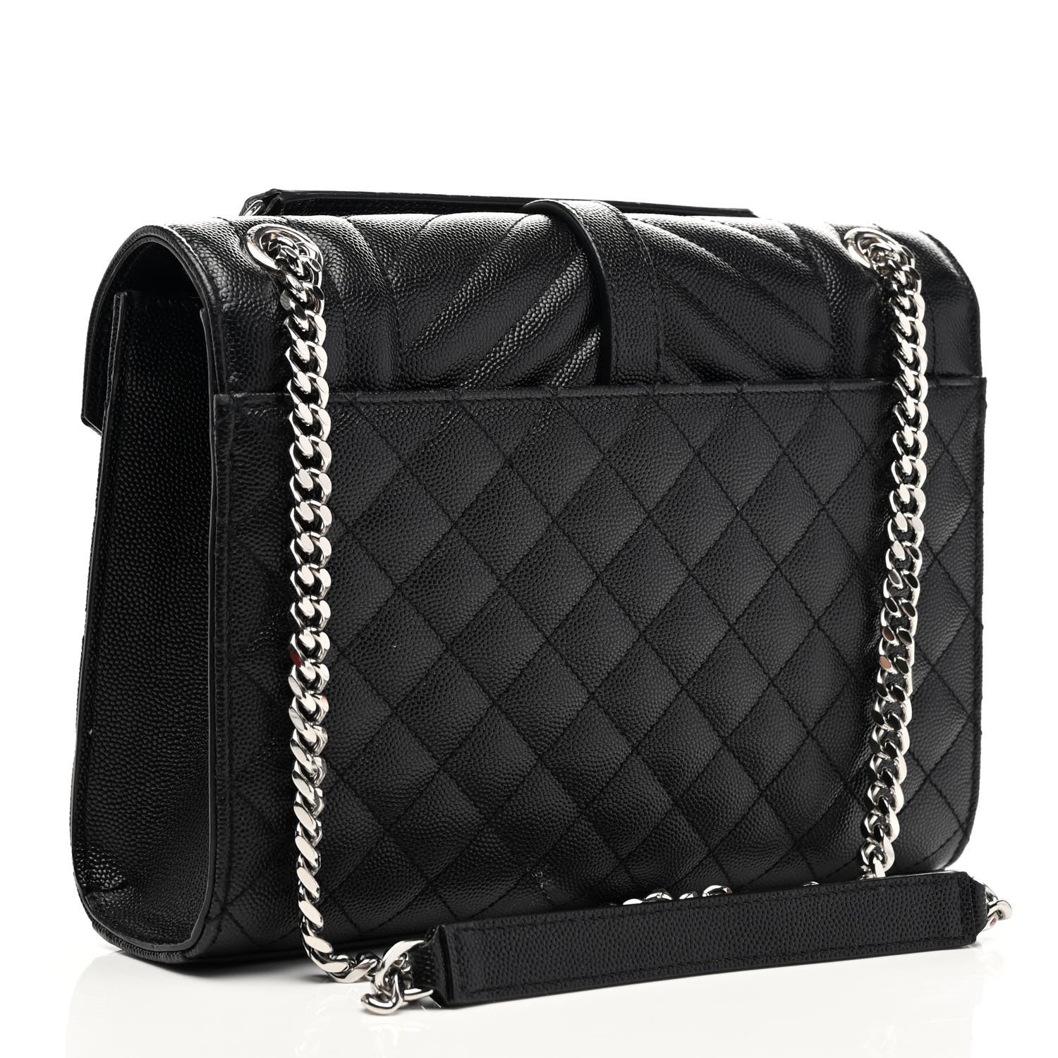 Saint Laurent Grain De Poudre Textured Mixed Matelasse Triquilt Medium Monogram Satchel Black 2 of 8