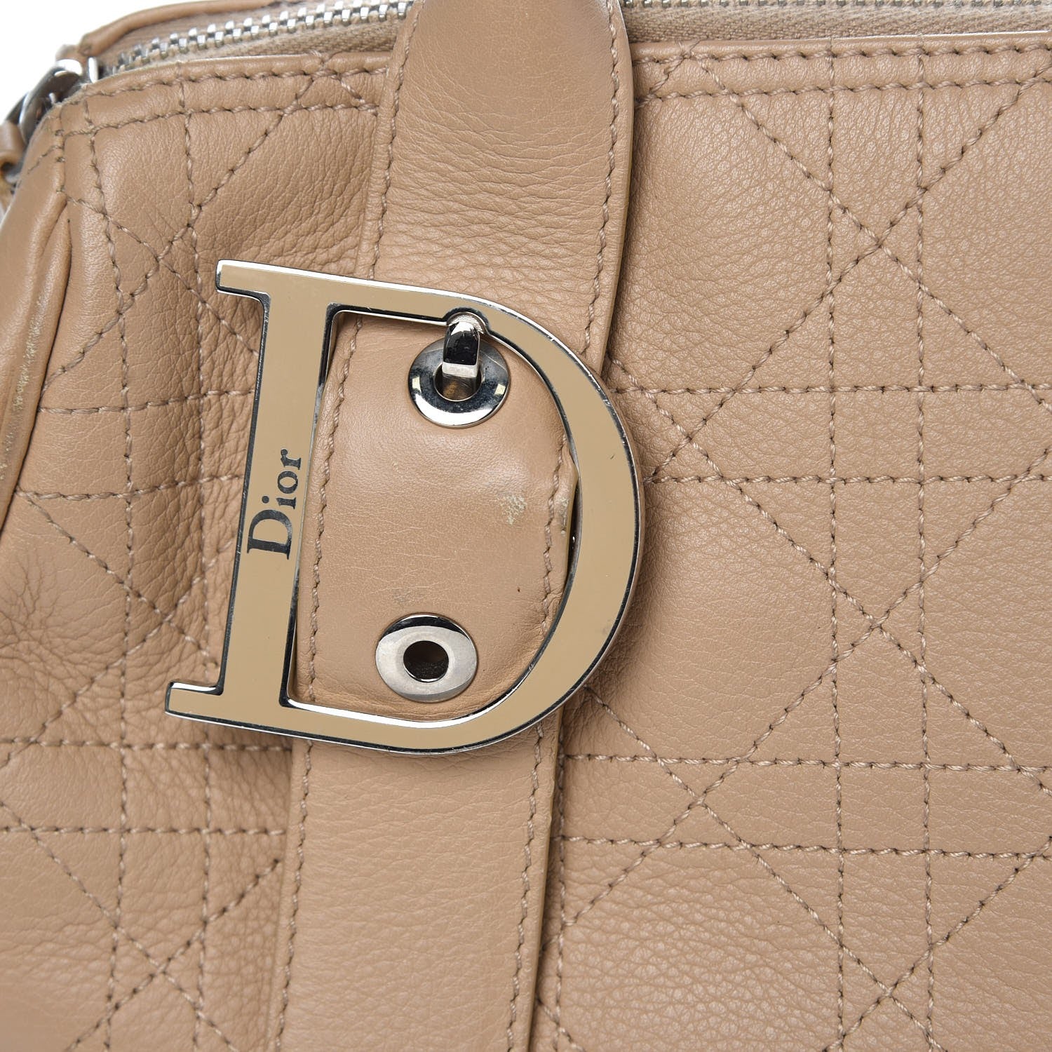 Christian Dior Calfskin Cannage Handbag Camel 8 of 20