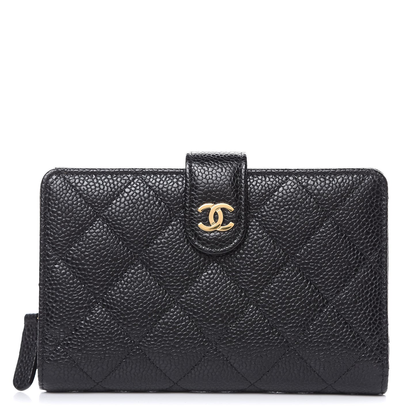 Caviar Quilted Zipped Pocket Wallet Black