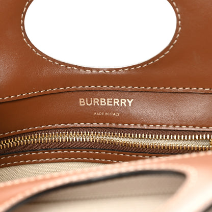 Burberry Canvas Smooth Calfskin Two Tone Mini Pocket Bag Natural Malt Brown 6 of 11