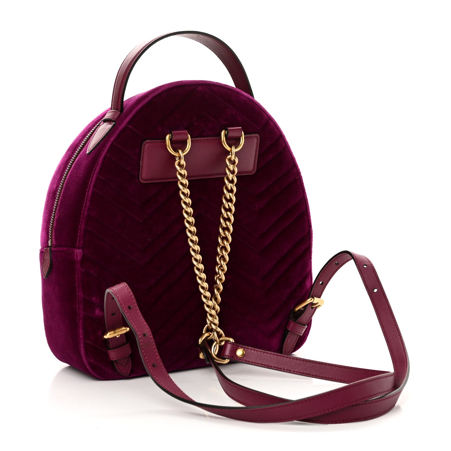 Gucci Velvet Matelasse GG Marmont Dome Backpack Fuchsia Violet Cyclamen 5 of 18