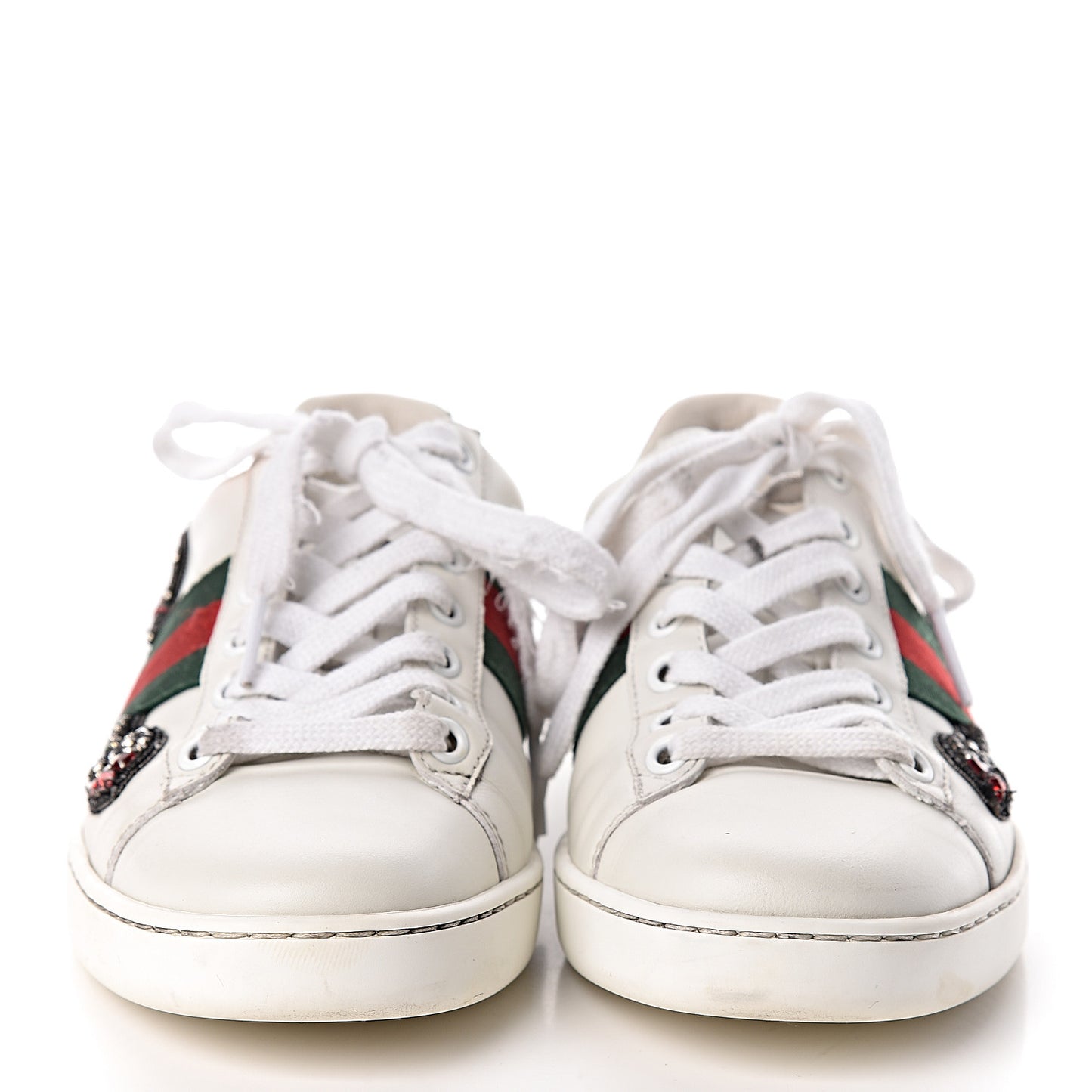 Calfskin Web Studded Womens Arrow Ace Sneakers 35.5 White