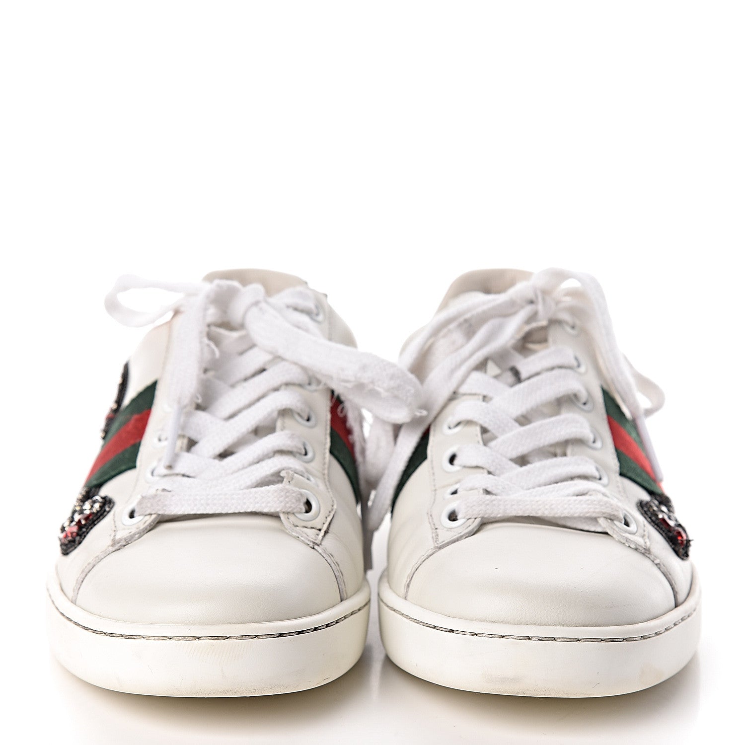 Gucci Calfskin Web Studded Womens Arrow Ace Sneakers 35.5 White 2 of 17