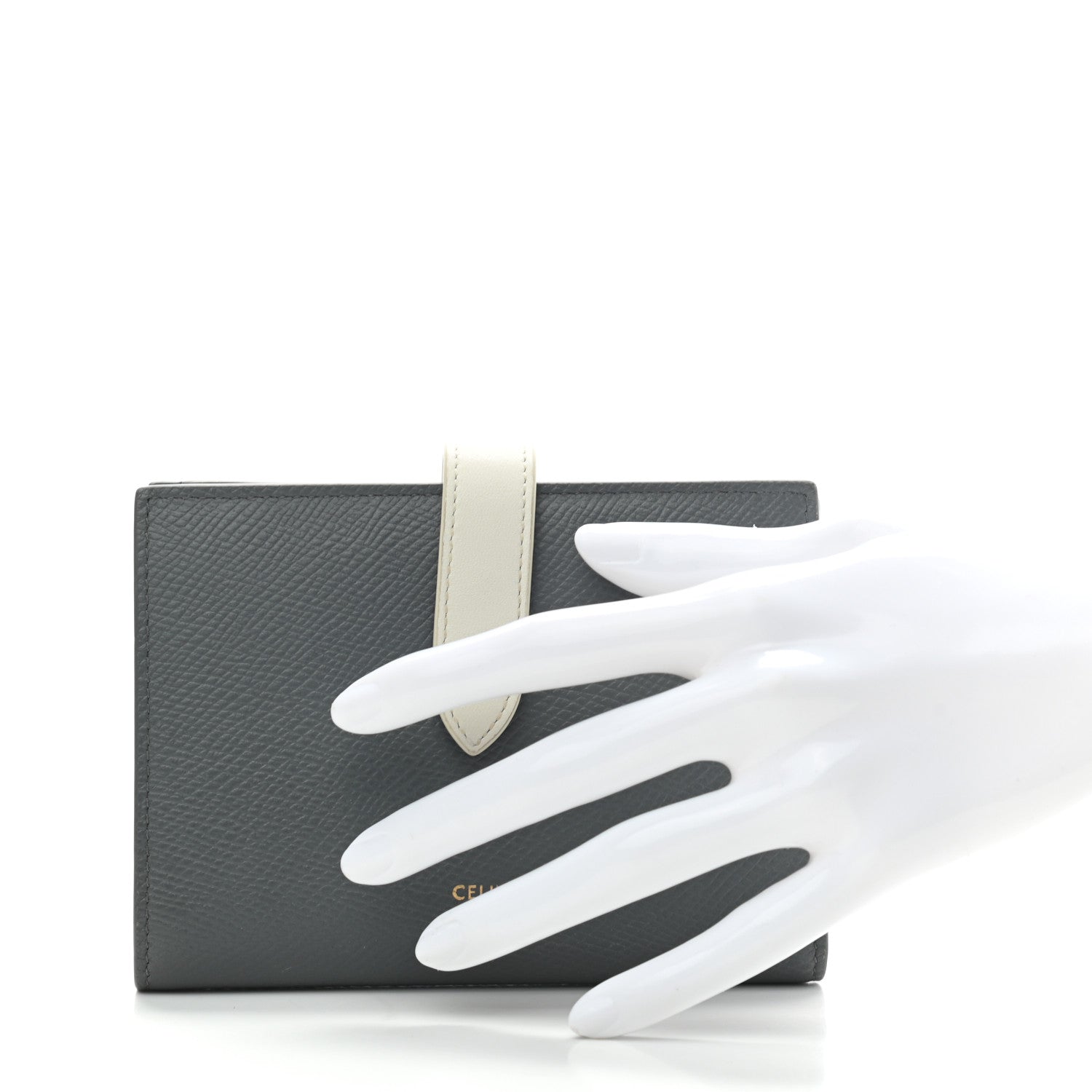 Celine Grained Calfskin Medium Multifunction Strap Wallet Grey 2 of 6