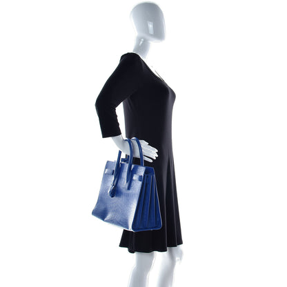 Saint Laurent Calfskin Crocodile Embossed Small Sac De Jour Royal Blue 2 of 9