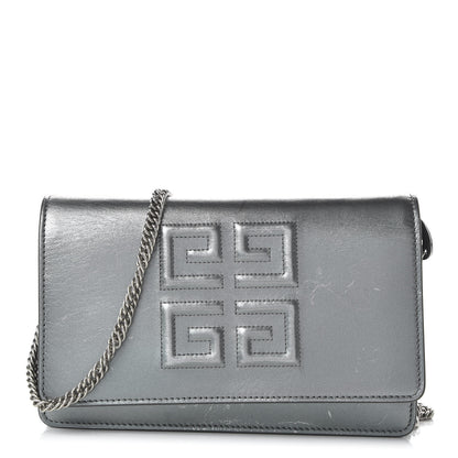 Givenchy Metallic Lambskin Emblem Chain Wallet Silver 1 of 10