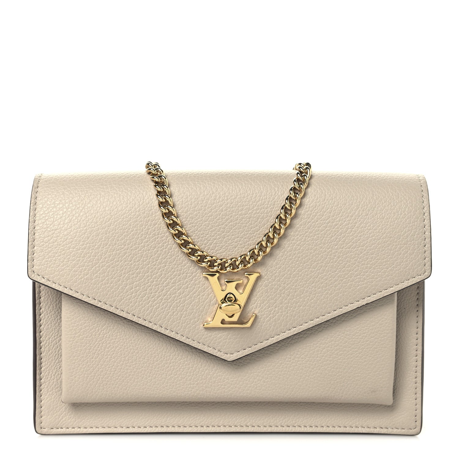 Louis Vuitton Soft Calfskin My Lockme Chain Pochette Greige 1 of 10
