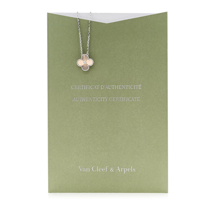 Van Cleef & Arpels 18K White Rose Gold Diamond Guilloche Vintage Alhambra Pendant Necklace 6 of 6