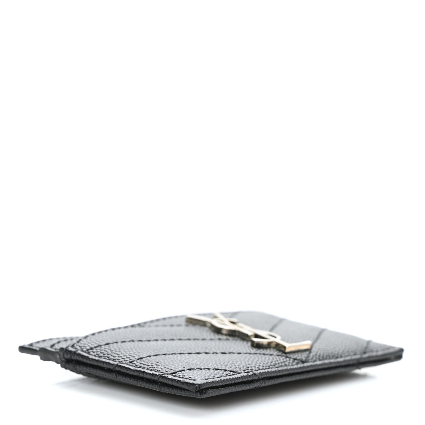 Grain De Poudre Matelasse Chevron Monogram Credit Card Case Black