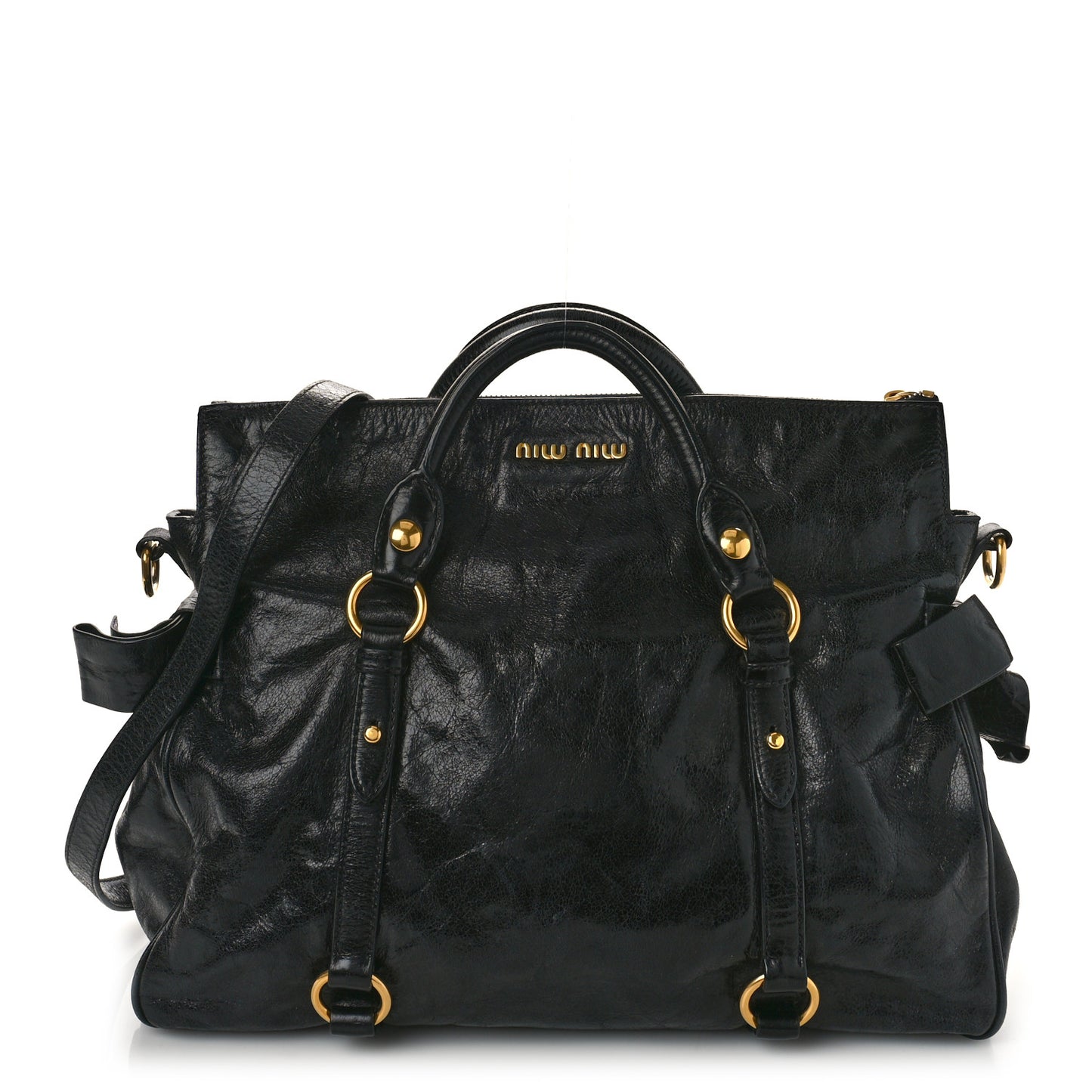 Vitello Lux Bow Tote Black