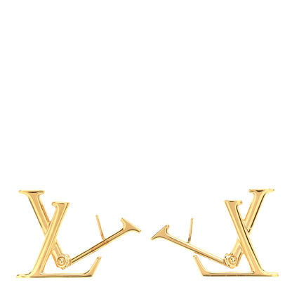 Louis Vuitton Metal Macro LV Earrings Gold 3 of 6