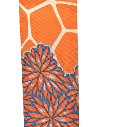 Hermes Silk The Three Graces Twilly Bleu Jean Orange Rouille 4 of 4
