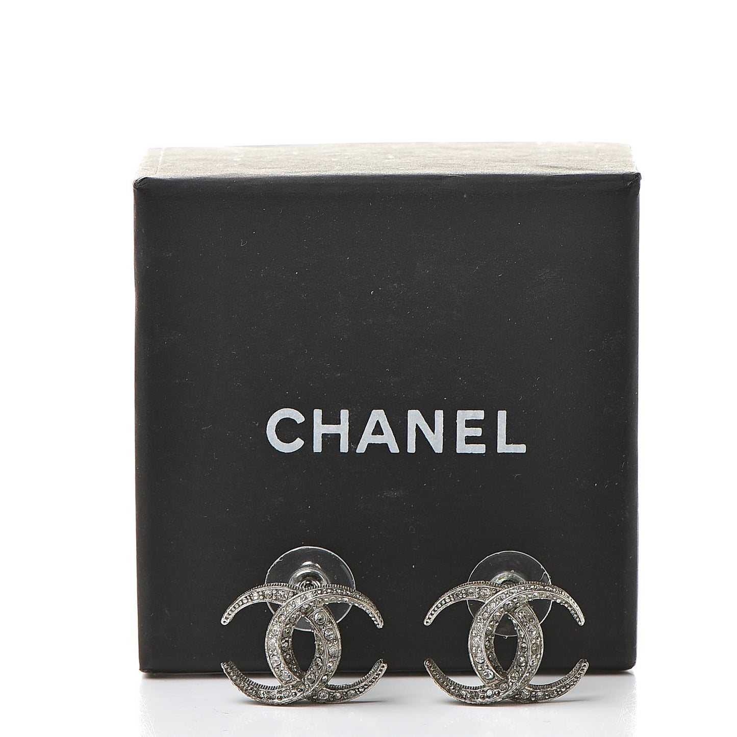 Crystal CC Moon Earrings Silver