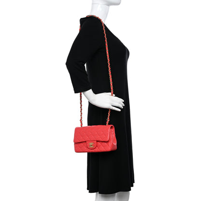 Chanel Lambskin Quilted Mini Rectangular Flap Red 2 of 10