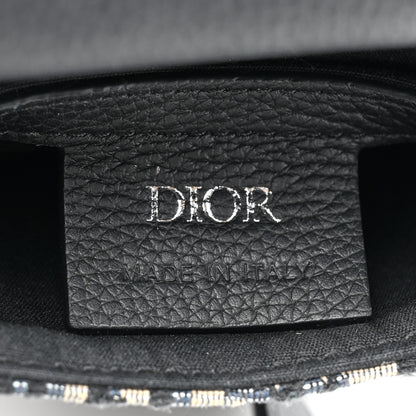 Christian Dior Oblique Grained Calfskin Vertical Saddle Pouch With Strap Beige Black 6 of 9