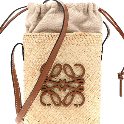 Loewe Calfskin Raffia Paulas Ibiza Square Bucket Bag Natural Tan 8 of 10
