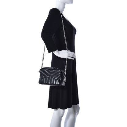 Saint Laurent Calfskin Y Quilted Monogram Small Loulou Bowling Bag Black 2 of 12