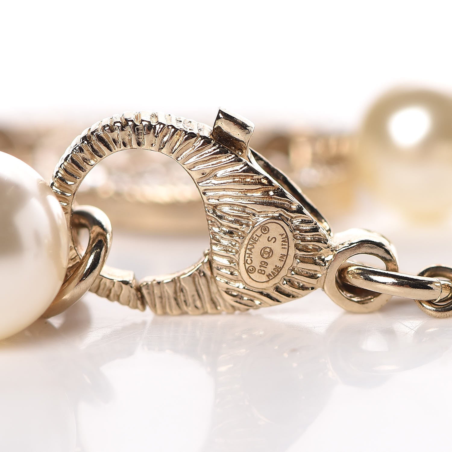 Chanel Pearl Crystal CC Bracelet Gold 4 of 5