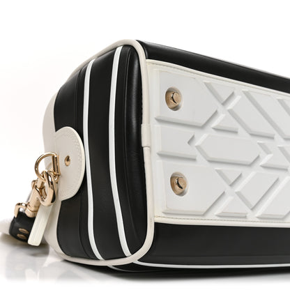 Christian Dior Lambskin Cannage Medium Dior Vibe Zip Bowling Bag Black White 9 of 10