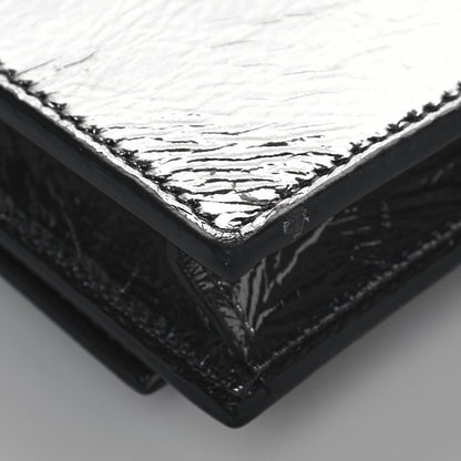 Saint Laurent Metallic Crackled Calfskin Kate Monogram Tassel Chain Wallet Argento 10 of 13