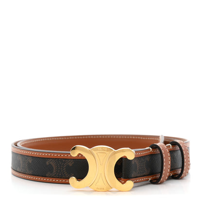 Celine Canvas Calfskin Medium 25mm Triomphe 90 36 Belt Tan 1 of 7