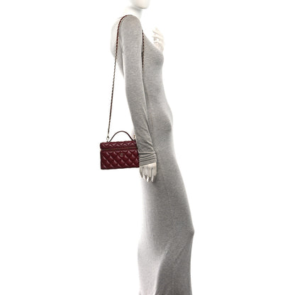 Chanel Lambskin Quilted Top Handle Slim Vanity With Chain Burgundy 2 of 11