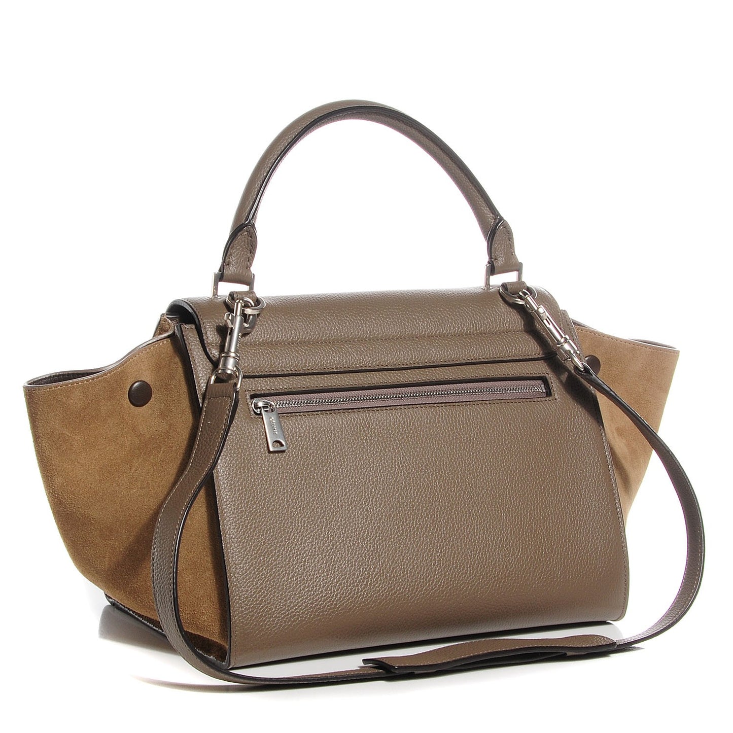 Drummed Calfskin Suede Small Trapeze Dune