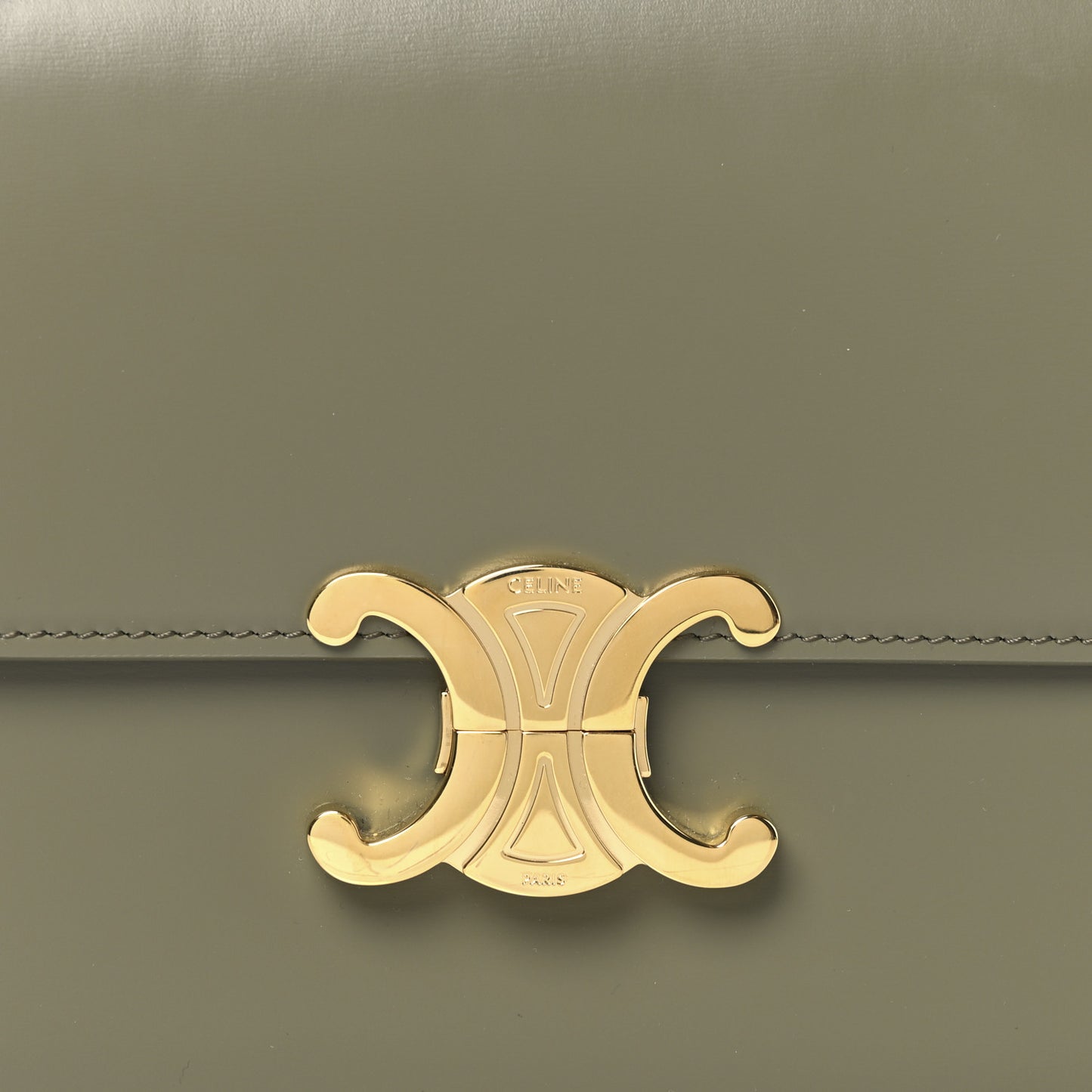 Shiny Calfskin Medium Triomphe Soft Khaki