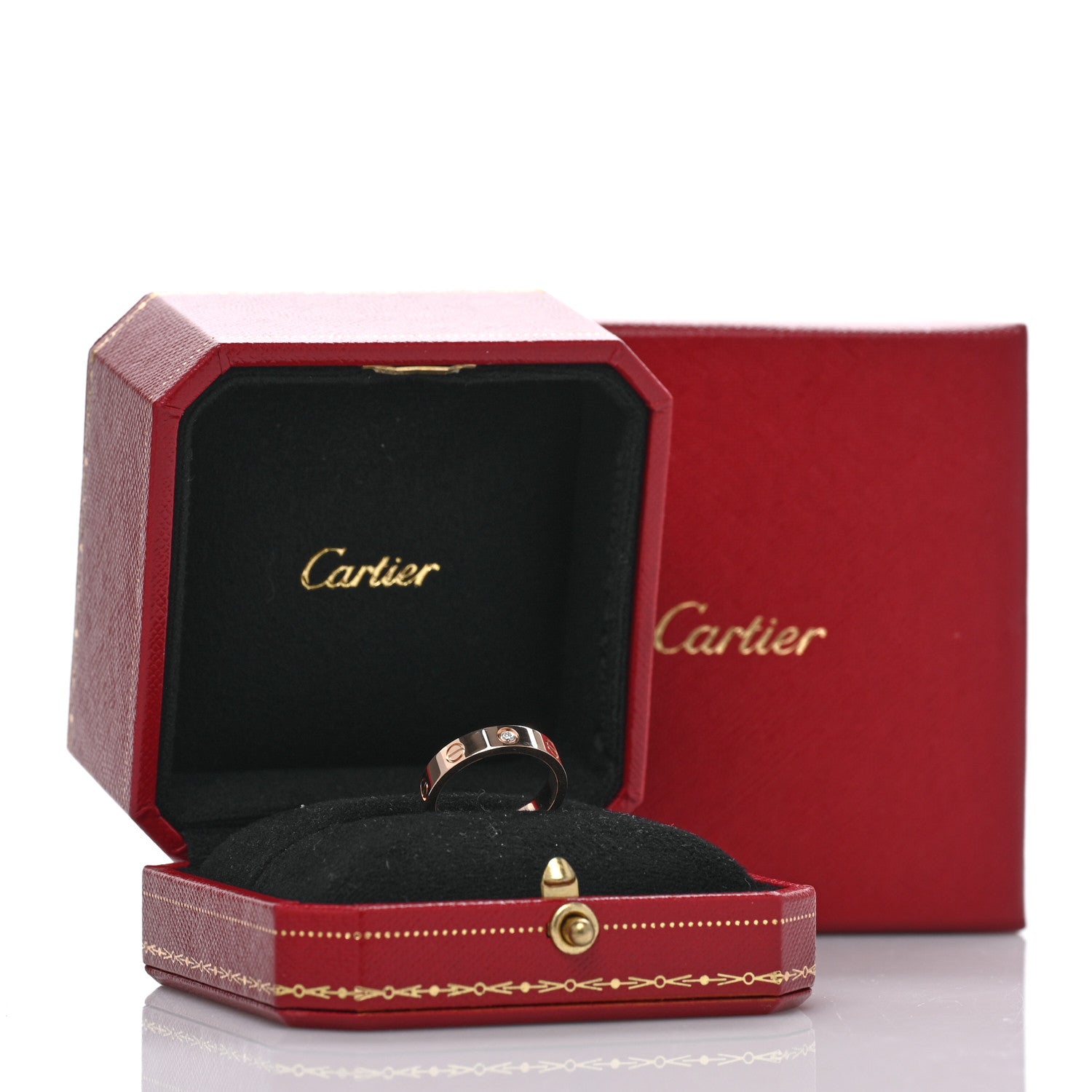 Cartier 18K Pink Gold Diamond 4mm LOVE Wedding Band Ring 52 6 5 of 5